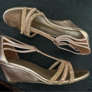 Rose Gold Wedge Dress Sandals